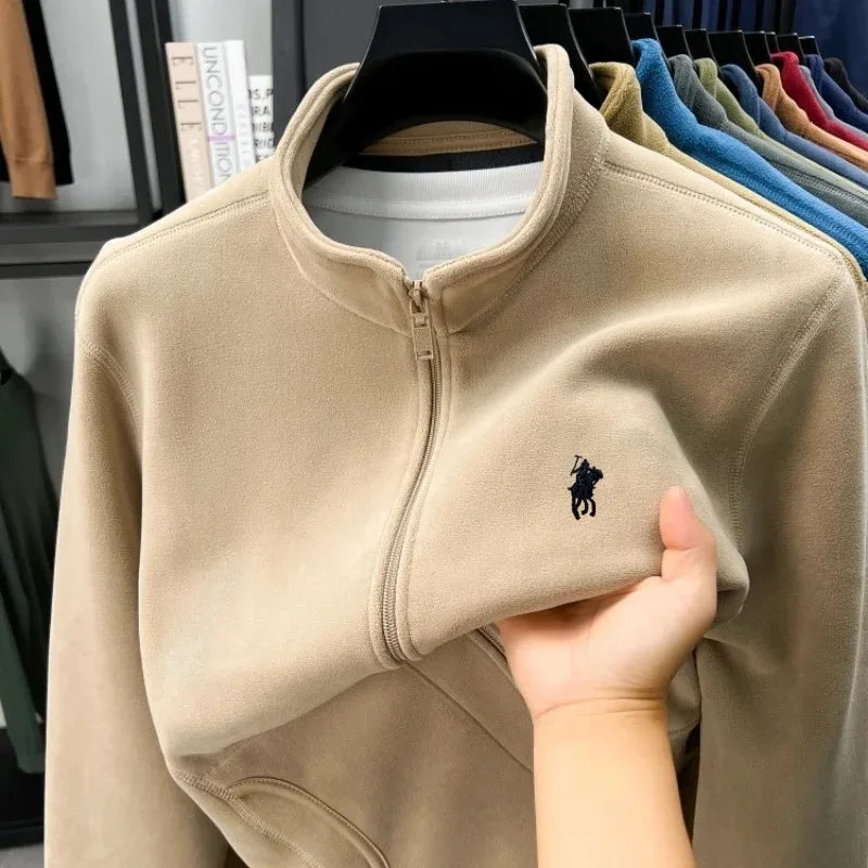 Luxury brand men's jacket winter thick plush warm pockets new coat fashion classic Paul embroidery zipper stand up collar top