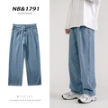 2023 New Korean Fashion Men's Baggy Jeans Classic Unisex Man Straight Denim Wide-leg Pants Hip Hop Bagy Light Blue Grey Black