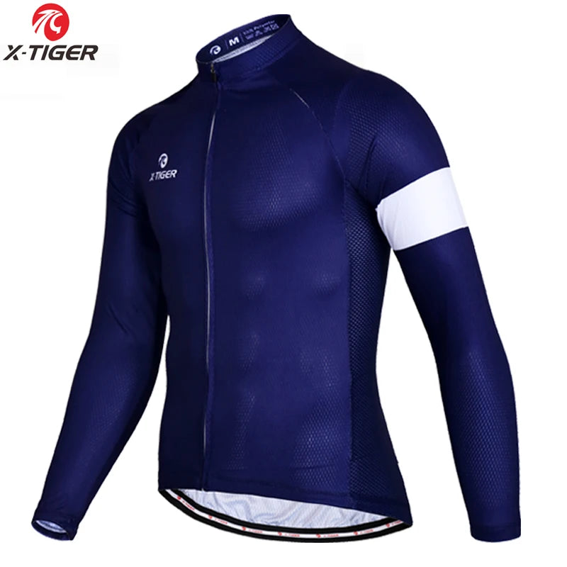 X-TIGER Cycling Jersey Men Long Sleeve MTB Bicycle Cycling Clothing Mountain Bike Sportswear Breathable MTB Shirts Basic Series