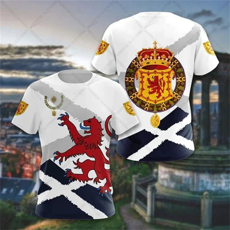 Scottish Flag National-themed Men's T-shirt 3D Printed Outdoor Men's Clothing Training Quick-drying Breathable Football Jersey