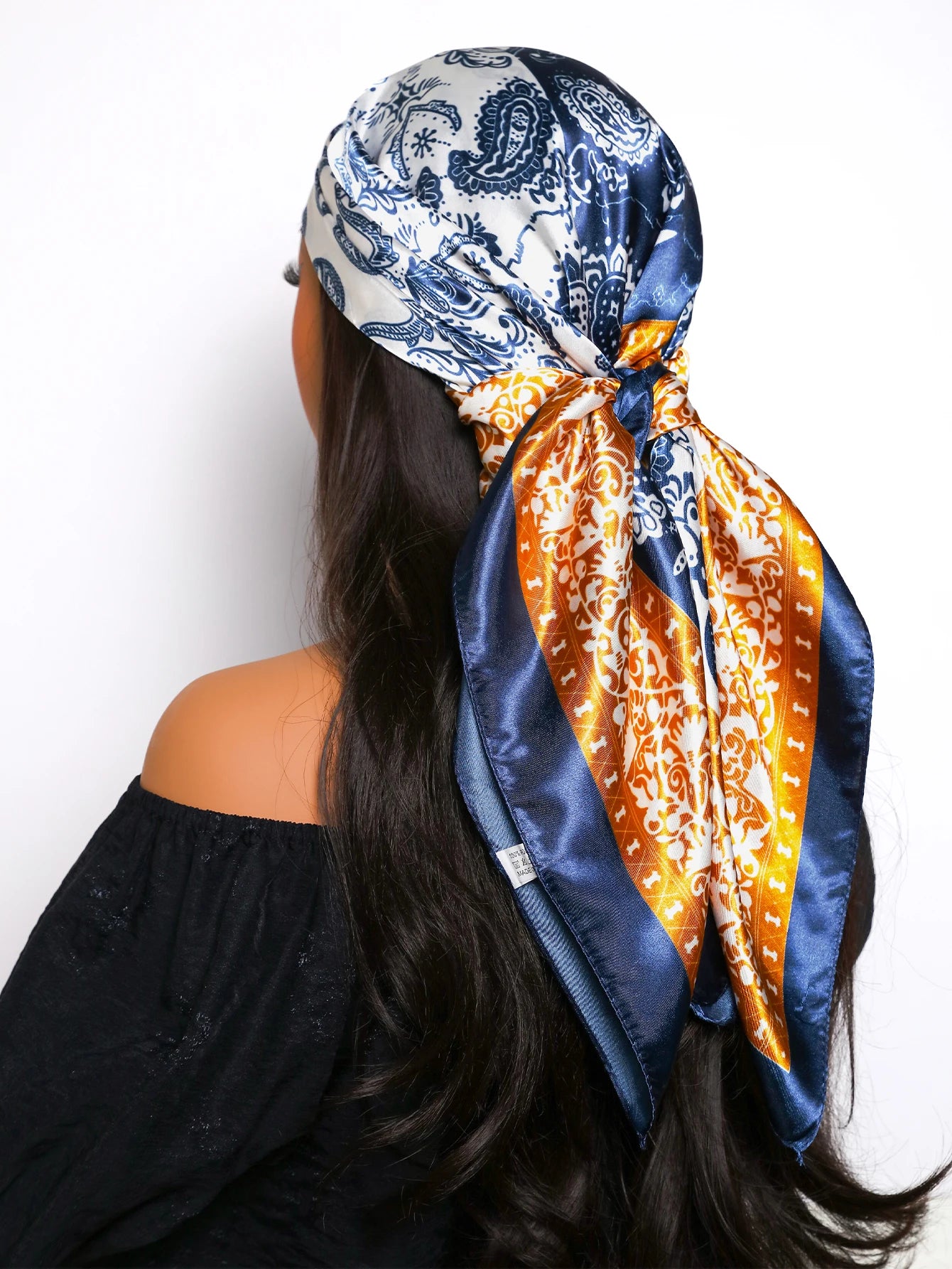 90*90cm Hair Scarf Women Fashion Designer Beautiful Flowers Foulard Soft Satin Shawl Kerchief Square Silk Scarfs Neck Headscarf