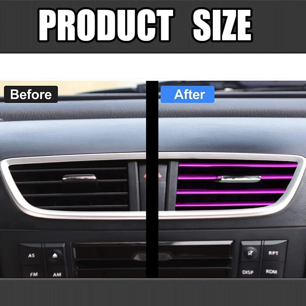10PCS 20CM Car Air Outlet Decorative Strip Pvc Car Air Conditioning Vent Decorative Strip Interior Diy Bendable Decorative Strip
