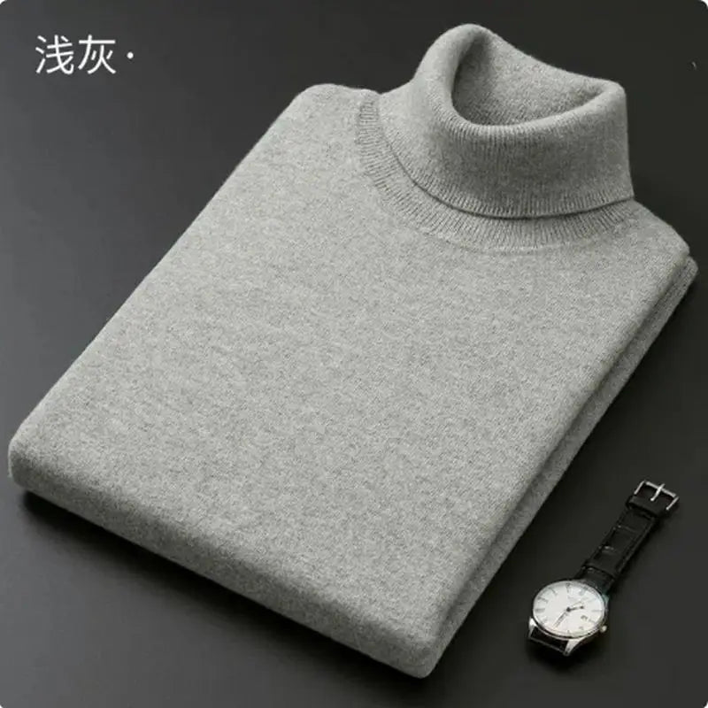 Cashmere Cotton Blend Turtleneck Men Sweater 2024 Autumn Winter Daily Basic Warm Knitted Pullover Man Casual Jumper Pull Homme