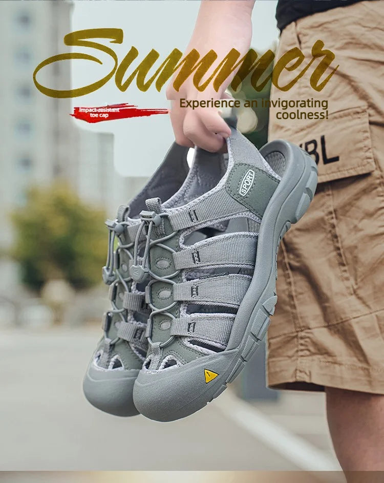 Fashion Men's Casual Mesh Outdoor Beach Sandals Light Breathable Shoe for Men Anti-slip Waterproof Sandal Man Comfortable Shoes