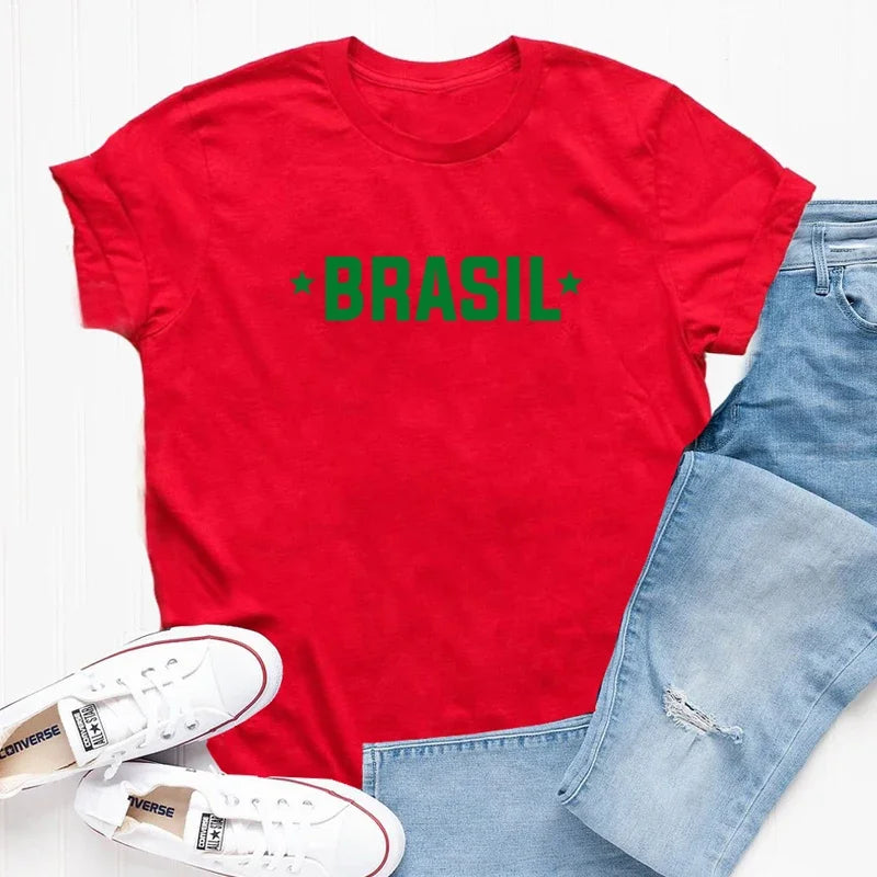 Brasil T-Shirt Women Men Brazil Tee Brazilian Letter Print Tshirt Portugues Please Cotton Short Sleeve Tops Aesthetic Clothing