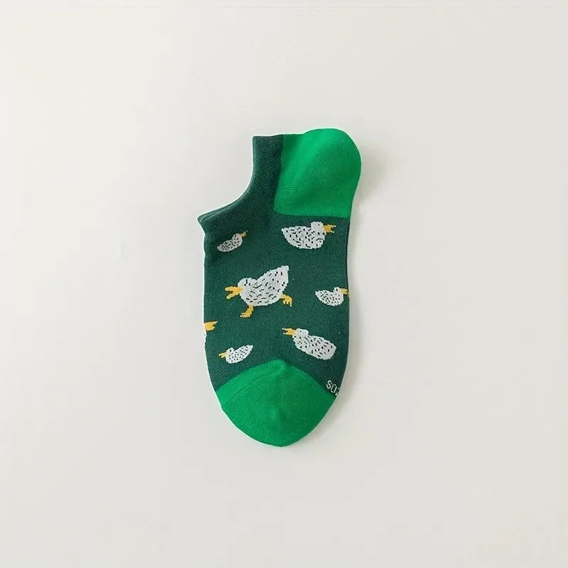 10 Pairs Of Casual Trend Ankle Socks For Men And Women, Comfortable, Breathable And Cute Cartoon Summer Couple Boat Socks