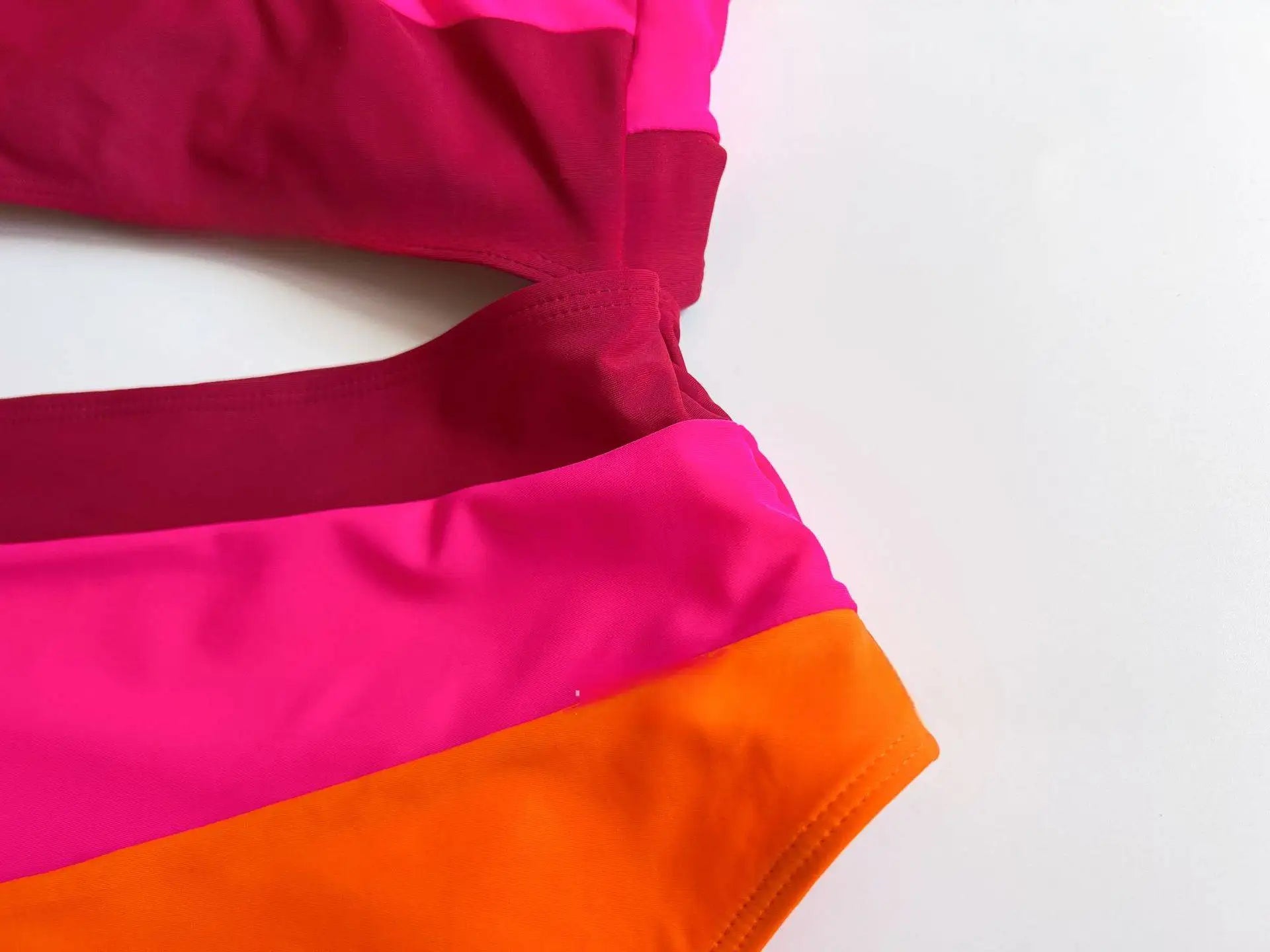 Cikini One-Piece Swimsuit With Colorblock Hollow-Out One Shoulder Neckline Summer Beach Swimwear Bathing Suit For Women