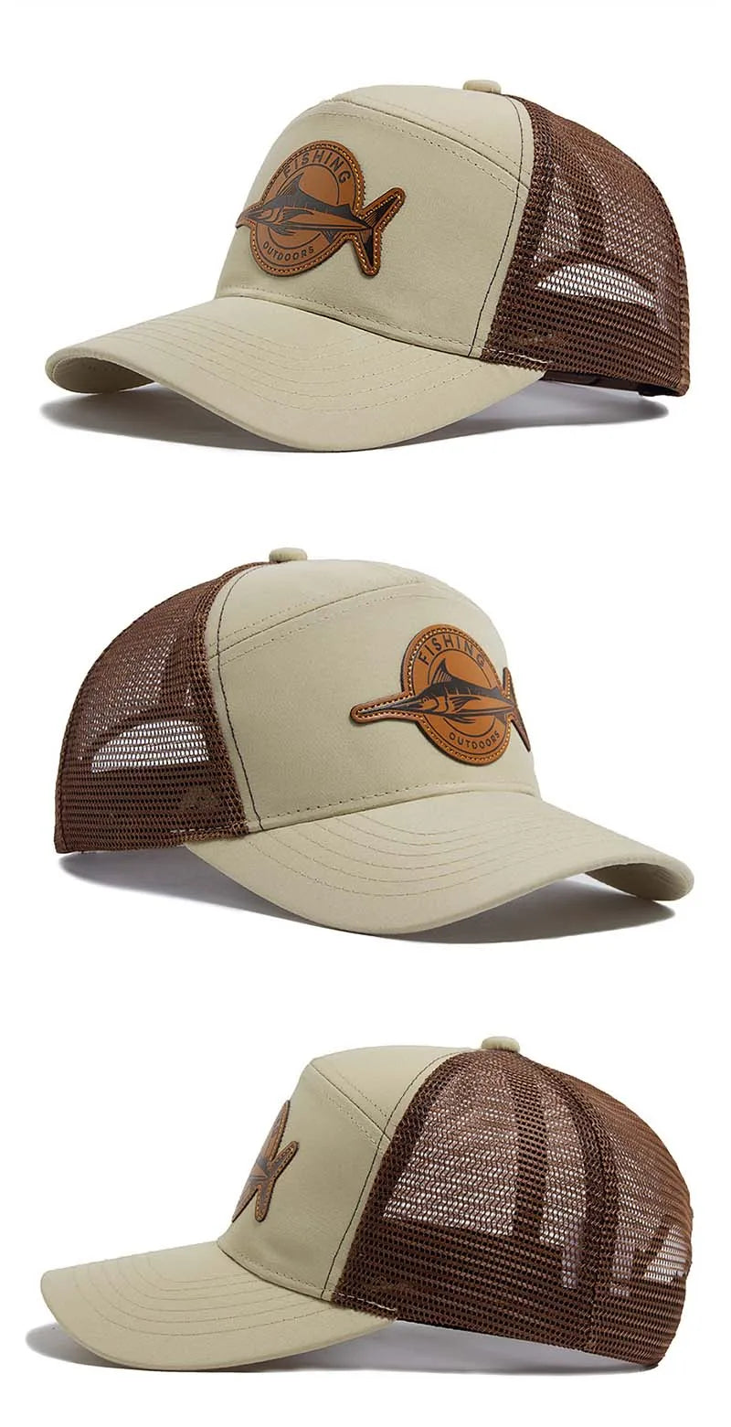 Summer Hot Sale Unisex Seven-Panel Style Trucker Hat Adjustable Baseball Cap Shark Pattern Patch Fishing Hat Mesh  Sports Dad Ha