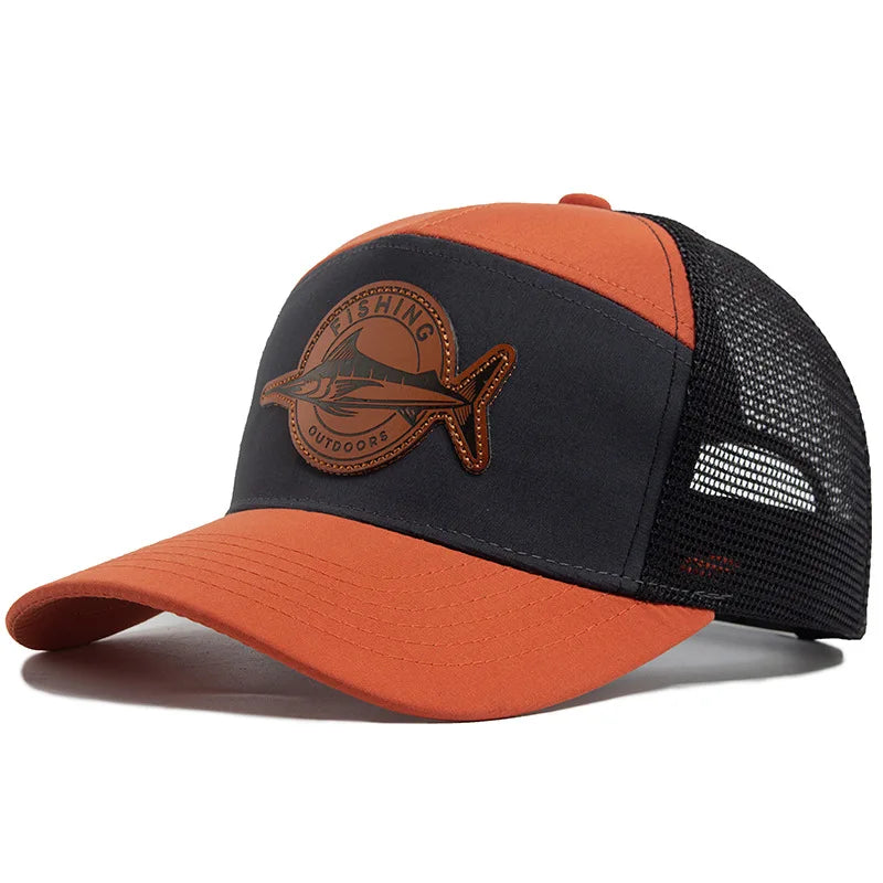 Summer Hot Sale Unisex Seven-Panel Style Trucker Hat Adjustable Baseball Cap Shark Pattern Patch Fishing Hat Mesh  Sports Dad Ha