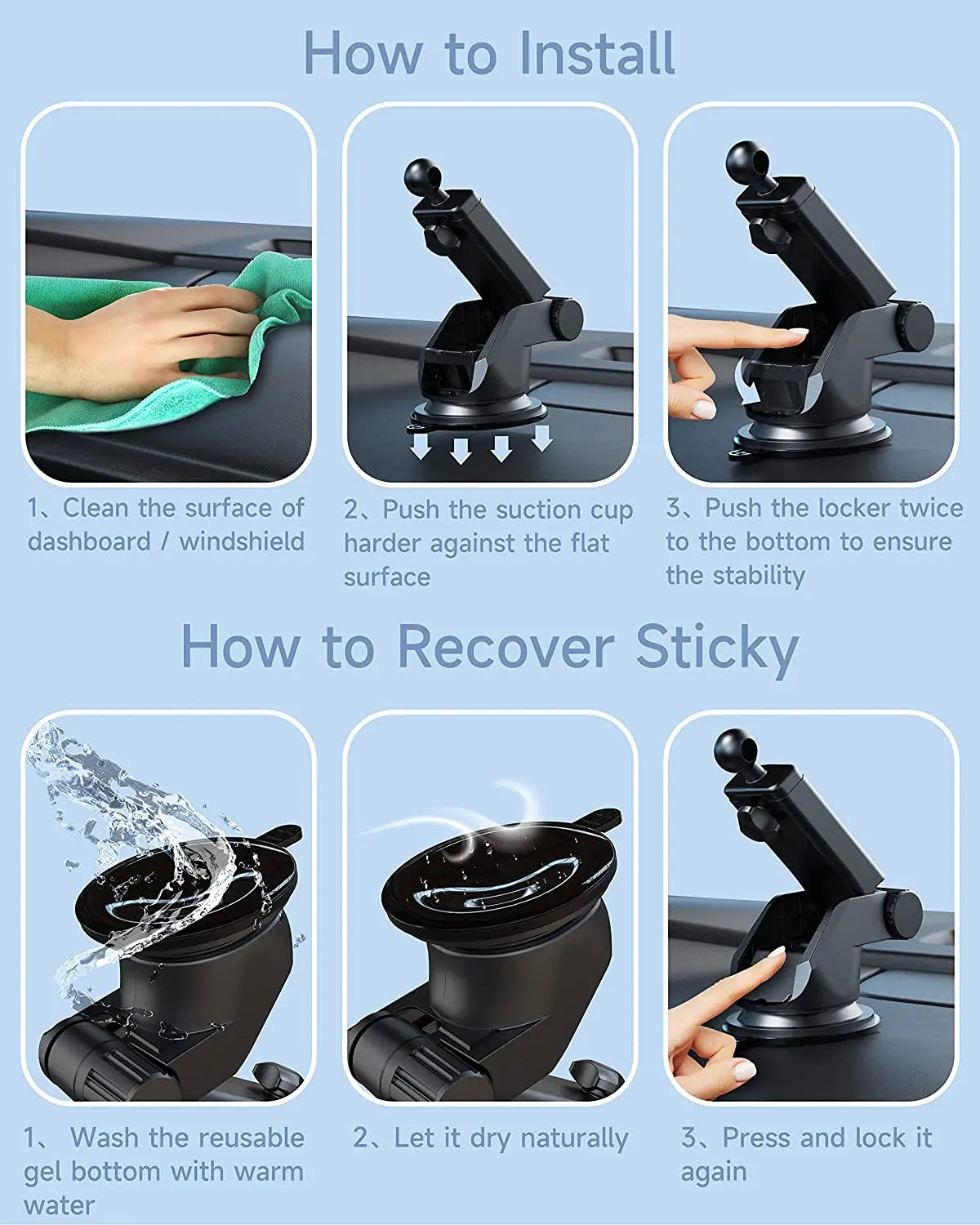 Dashboard Car Phone Holder Accessories 17mm Ball Head Suction Cup Base for Car Windshield Mobile Phone Mount Stand