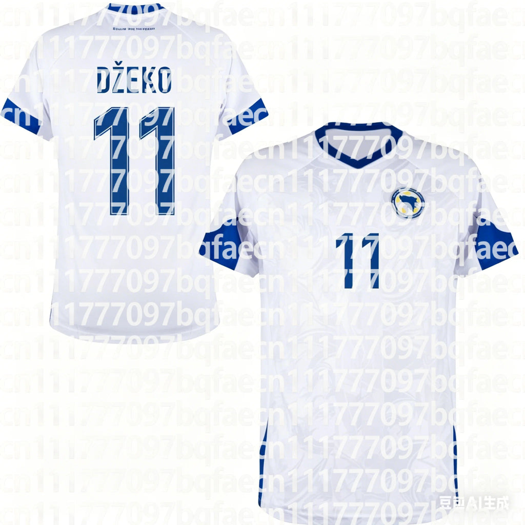 2026 New Summer Kids Bosnia and Herzegovina Home Soccer Jersey Football Style DZEKO #11 Printed T-Shirt FamilyMatching
