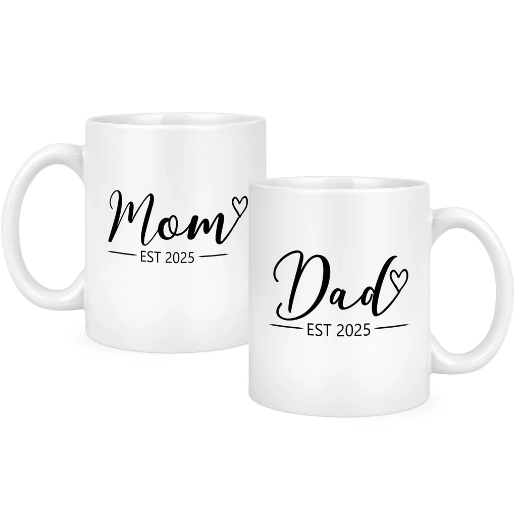 2pcs 11OZ Porcelain Coffee Mug With Handle, New Mom Dad Gifts, New Parents Gifts For Couples, Pregnancy Announcement Gifts For E