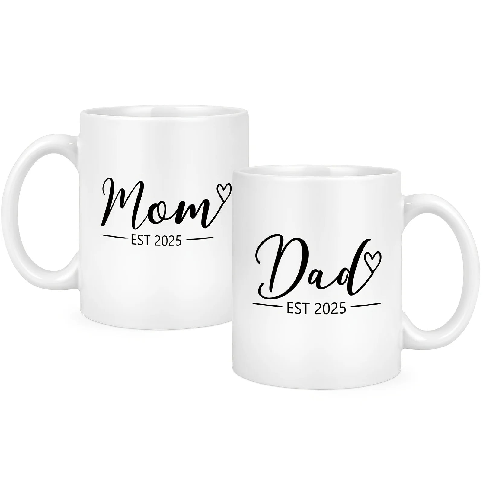2pcs 11OZ Porcelain Coffee Mug With Handle, New Mom Dad Gifts, New Parents Gifts For Couples, Pregnancy Announcement Gifts For E