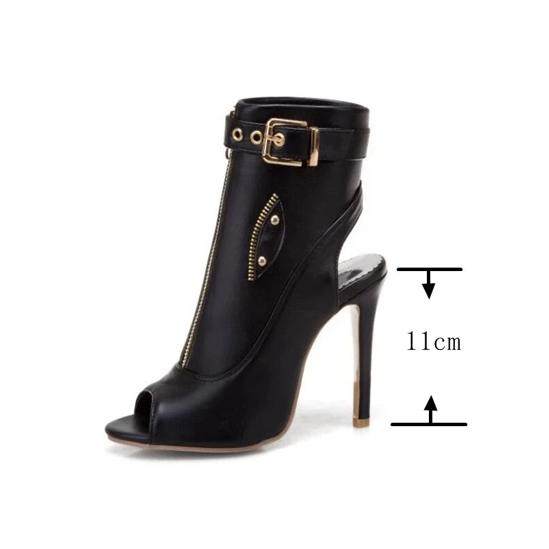 REAVE CAT Summer Sandals Ankle Boots Women 11cm Stiletto High Heels Shoes Peep Toe Ladies Big Size 34-50 F1505
