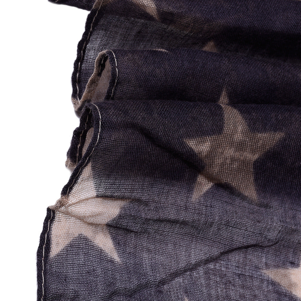 2024 Foreign Trade Retro Star Stripes Scarf Ladies Positioning American Flag Printing Bali Yarn Scarf Wholesale