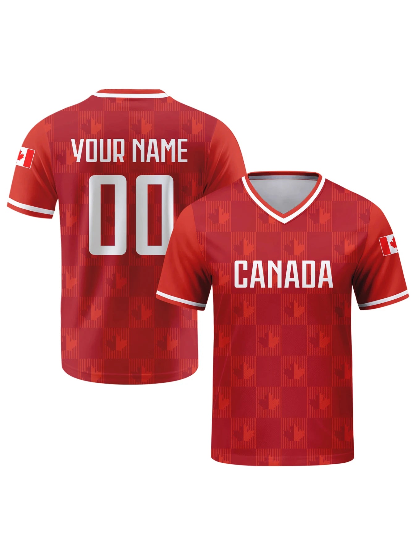 Custom Canada Soccer Jersey Personalized with Name Number Breathable V-neck Football Team Shirt for Men Youth Women