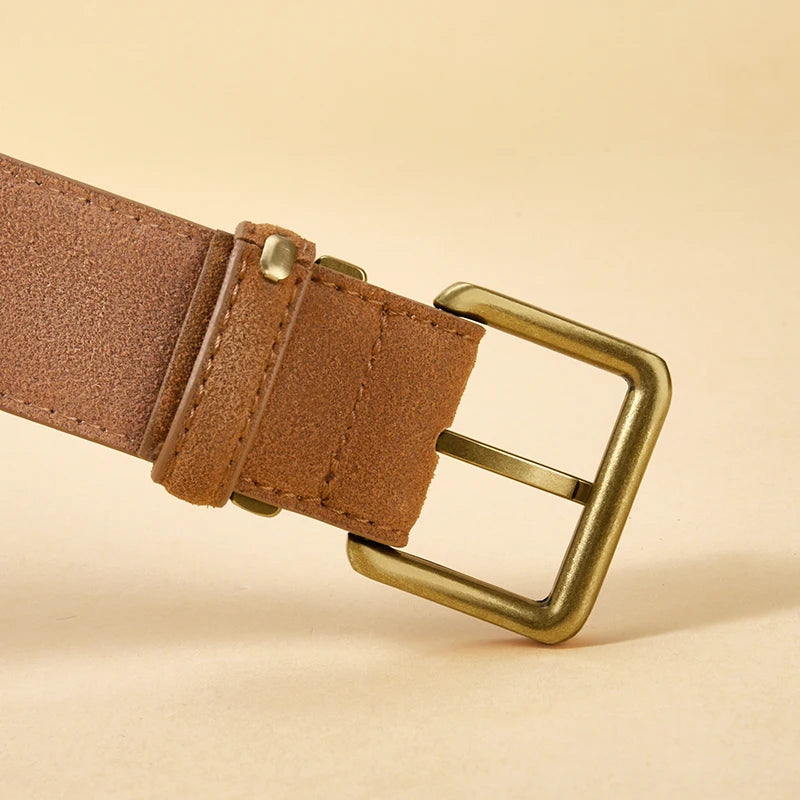 Men's Suede Belt Retro Trend Alloy Buckle Men's Belt Large Size Genuine High End Belt, Gift for Boyfriend and Dad