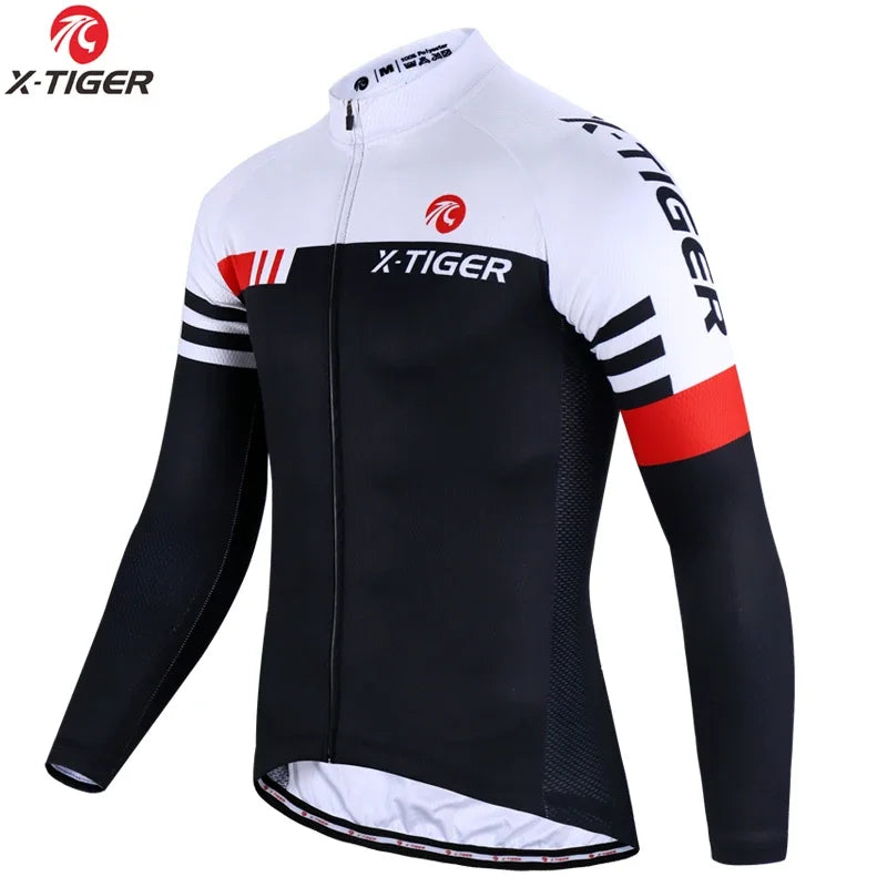 X-TIGER Cycling Jersey Men Long Sleeve MTB Bicycle Cycling Clothing Mountain Bike Sportswear Breathable MTB Shirts Basic Series