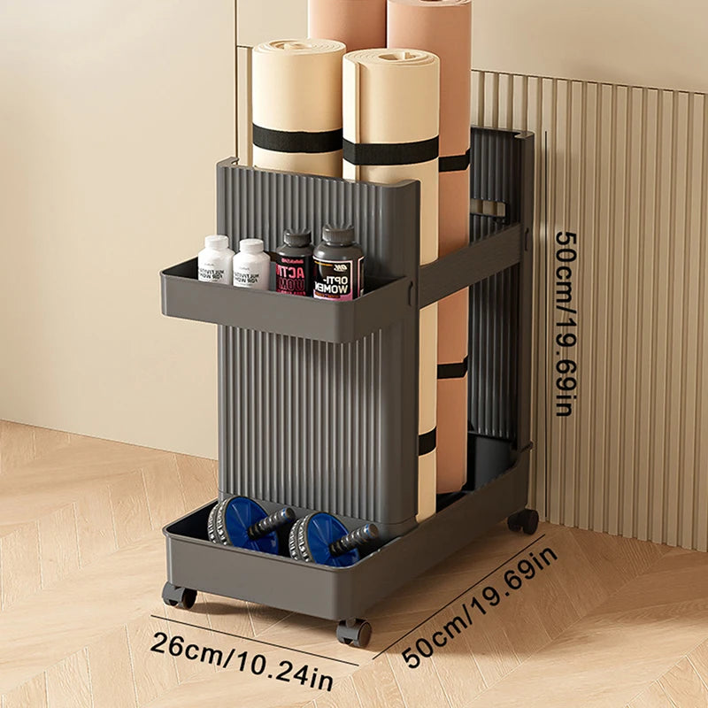 Gym Equipment Holder With Wheels Sports Equipment Storage Rack Yoga Mat Storage Basket Fitness Equipment Sports Tools Organizer