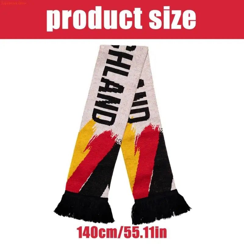 140cm Multiuse Germany Soccer Scarf with Tassels Deutschland Theme Shawl for EuropeanCup Comfortable and Easy to Maintain