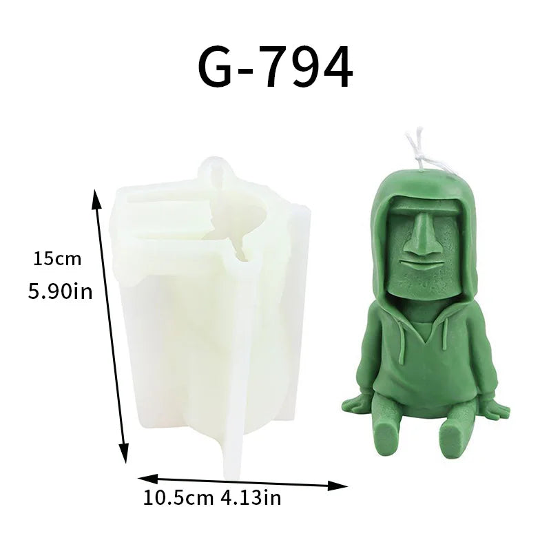 1 piece, Turtle Master 3D Aromatherapy Mushroom Candle Silicone Stone Man Mold Making Decorative Gypsum Pendant