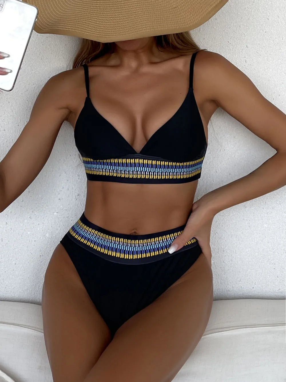 Bandeau High Waist Bikini One Shoulder Swimwear Women 2026 Printed Sexy Bikini set Retro Swimsuit Female Bathing suit