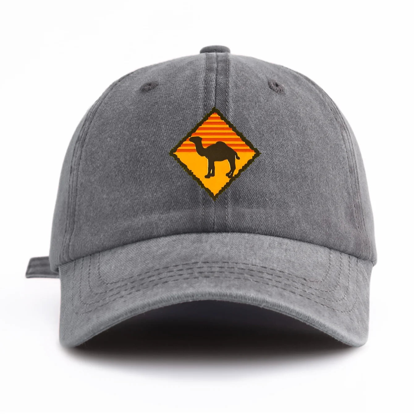1pc CAMEL Print Washed Baseball Cap for Adults,Minimalist Retro Style Casual Soft Adjustable Dad Hat, Perfect As Gift