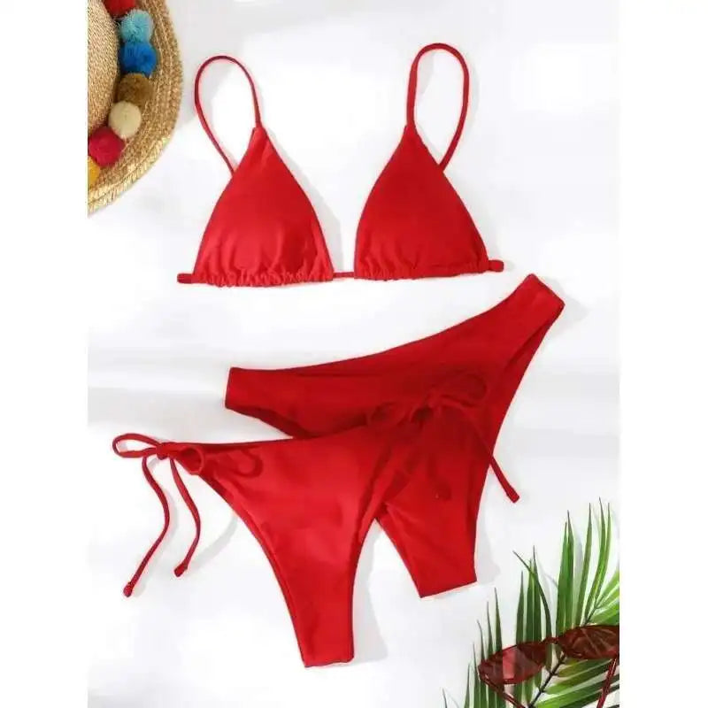Brazilian Swimsuit Women Sexy Bikini Set Push-up Padded Bra Thong Two Pieces Swimwear Beachwear Bathing Suit Femme