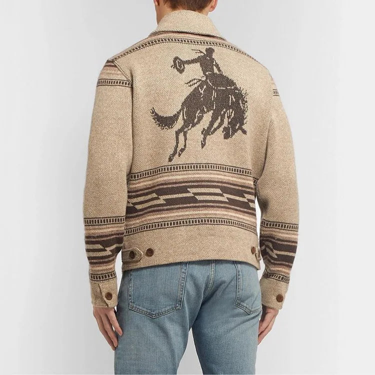 New Fashion Men Streetwear Cardigans Sweatercoats Autumn Man Outwear Casual Cardigans Retro Jacquard Sleeve Knitted Sweaters 3XL