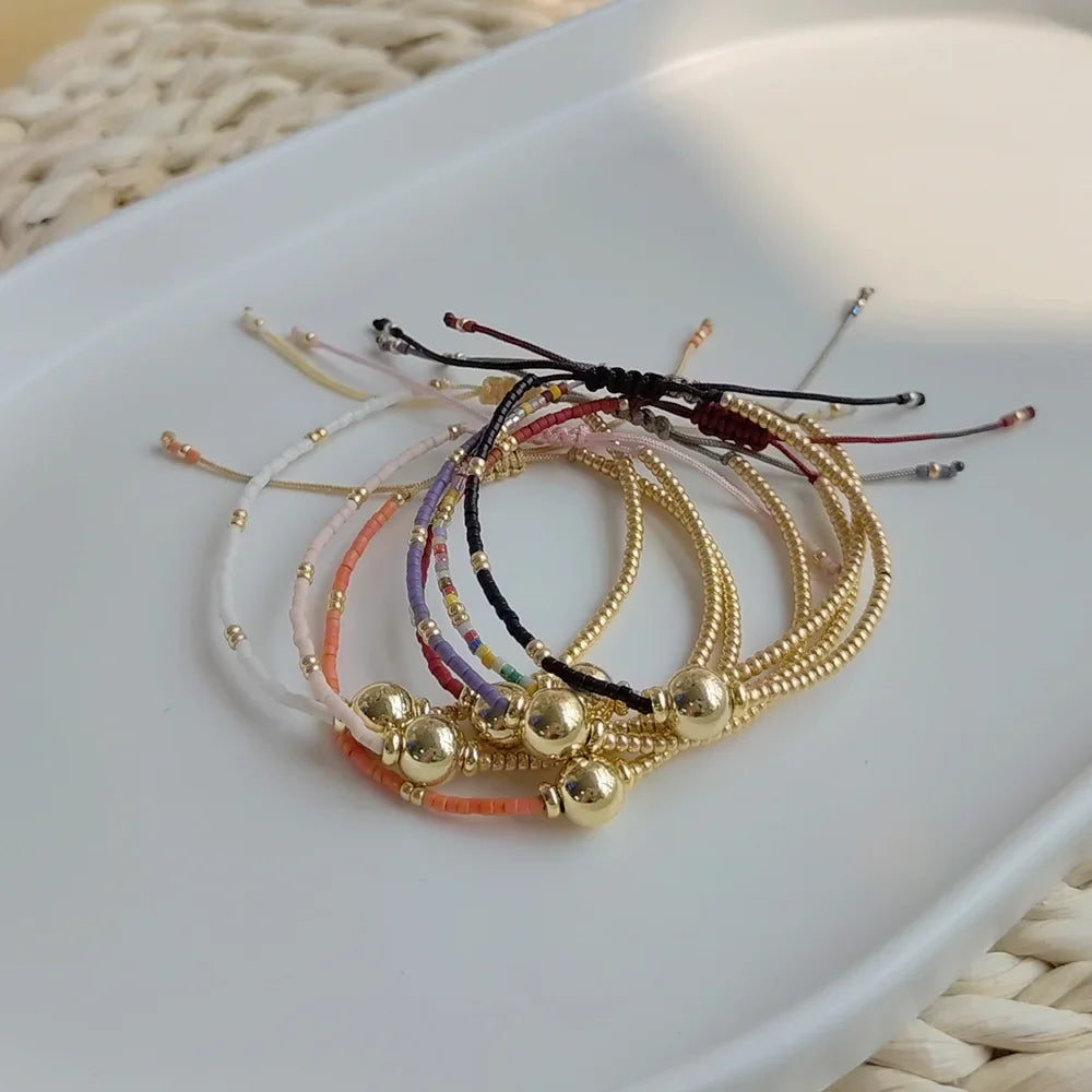 10 pieces 18k plated gold balls Miyuki bracelets mix colors new desing summer holiday jewelry