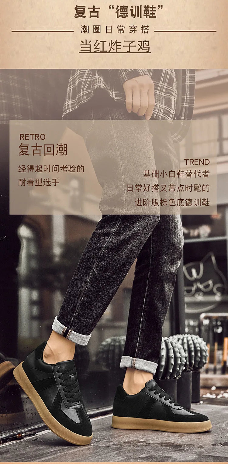 Man Vintage Elevator Shoes Height Increase Insole 8cm Taller Lift Sneakers Shoes Men Leisure Fashion Sports White Shoes