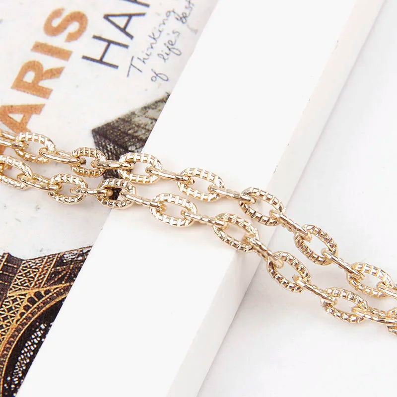 5 Meters Aluminum KC Gold Oval Shape Chains Bulk Fit Bracelets Findings Open Link Chain For DIY Fashion Jewelry Making Bag Parts