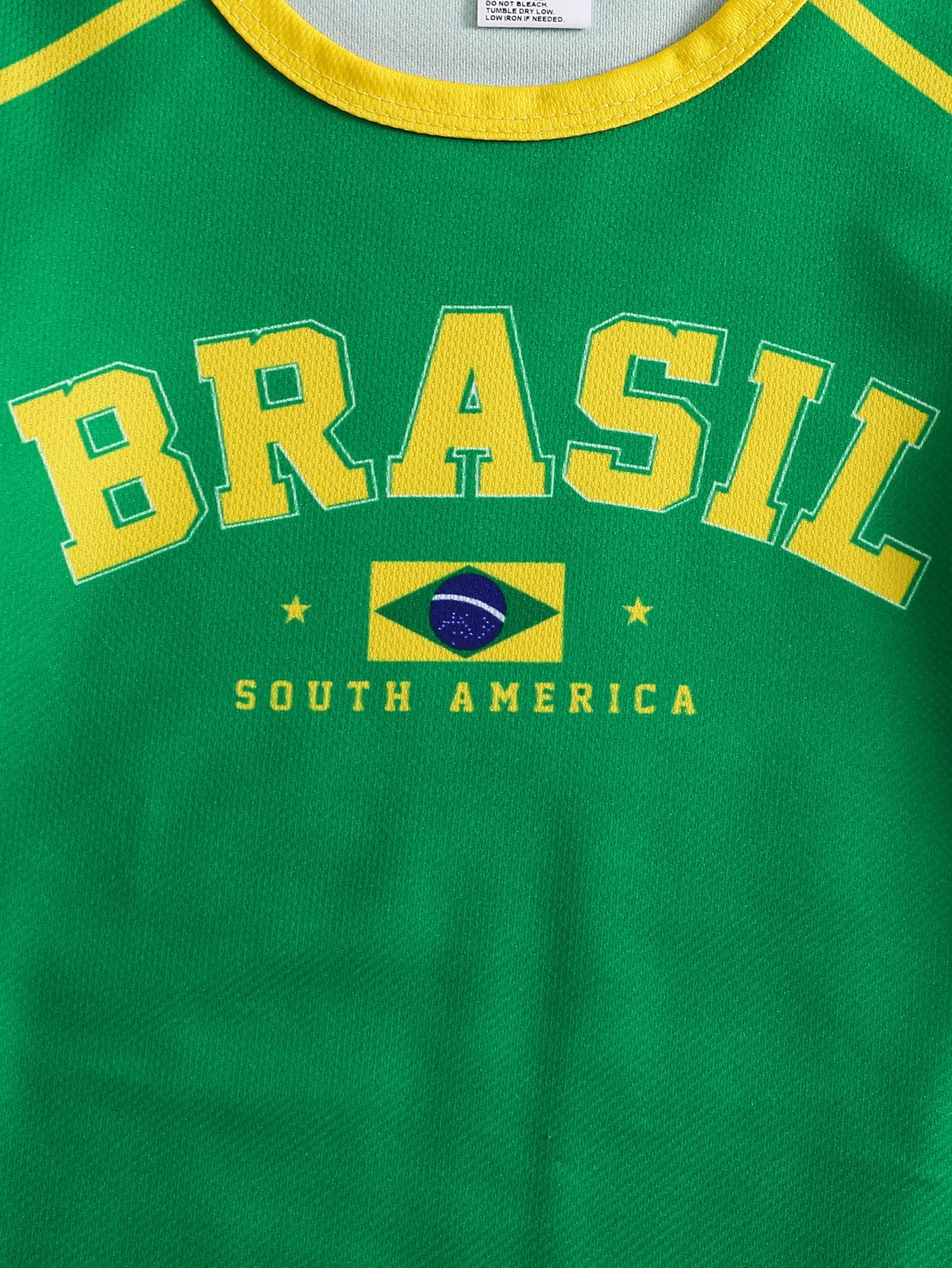 Kids Brazil Football Jersey T-Shirt |   Yellow and Green Brazil Flag Print Short-Sleeved T-Shirt |   Summer Casual Brazil National Team Sweatshirt Suitable for Boys and Girls, Carnival, St. John's Day.