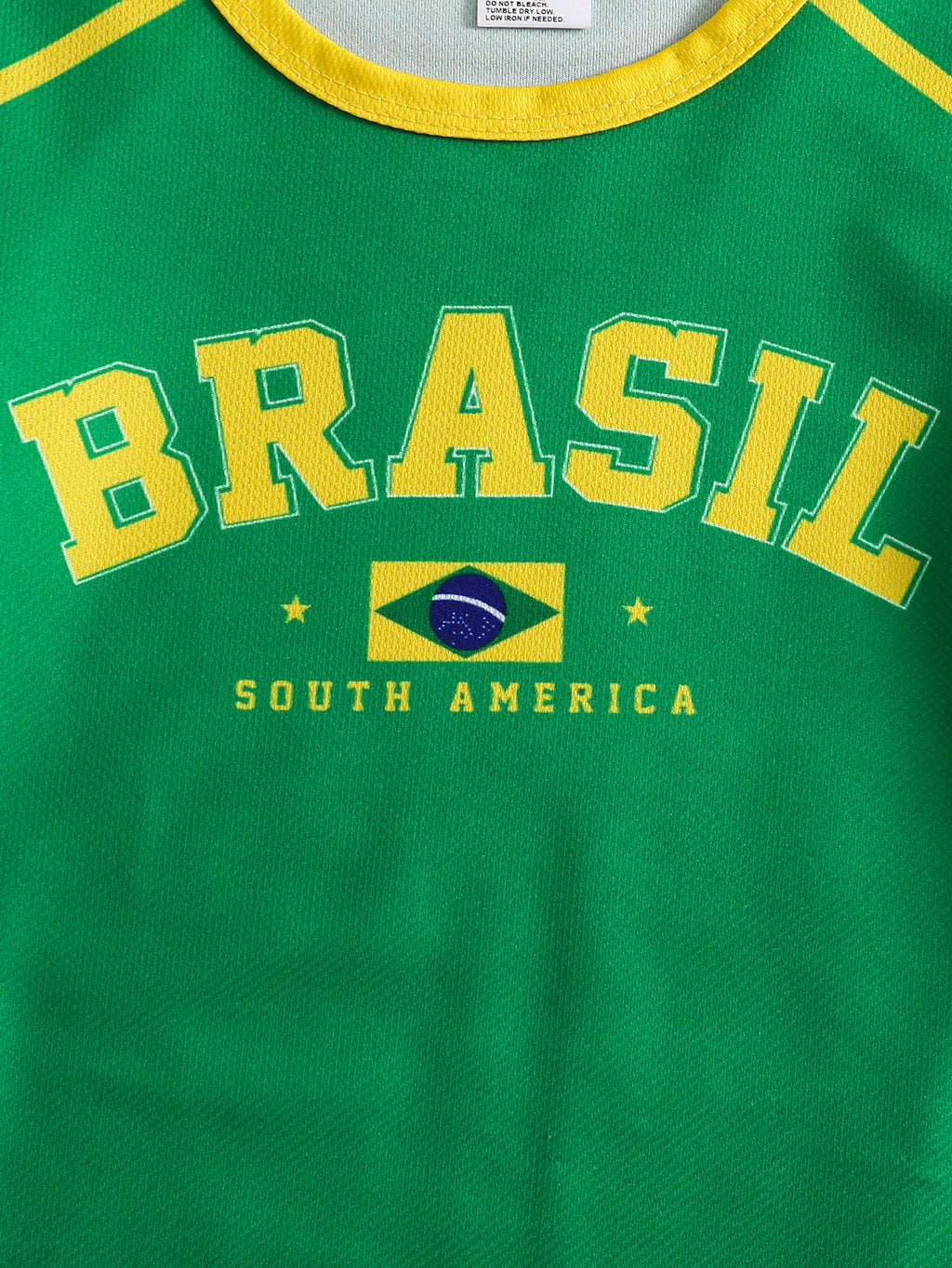 Kids Brazil Football Jersey T-Shirt |   Yellow and Green Brazil Flag Print Short-Sleeved T-Shirt |   Summer Casual Brazil National Team Sweatshirt Suitable for Boys and Girls, Carnival, St. John's Day.