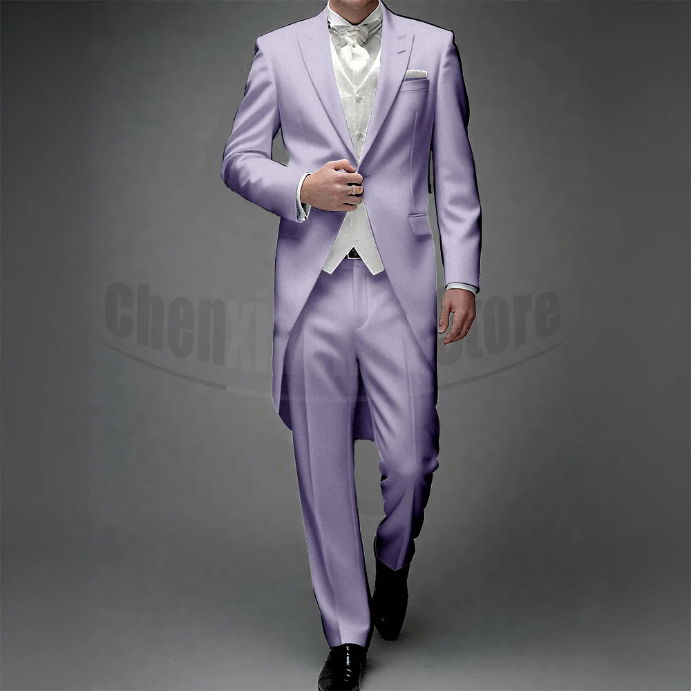 3 Piece Man Tailcoat for Formal Wedding Groomsmen Tuxedos 2025 Classic Peak Lapel One Button Solid Male Suit (Jacket+Pants+Vest)