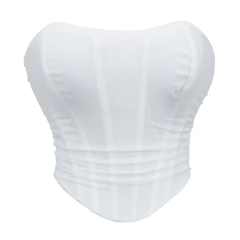Women's Corset Crop Tops Summer Breathable Mesh Sleeveless Off Shoulder Bustier Skinny Fit Casual Tanks