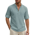 Luxury Mens Cotton Shirts Henley Casual Long Sleeve T-Shirts Beach Hawaiian Summer Linen Shirt for Men Gym Man Casual Tshirts