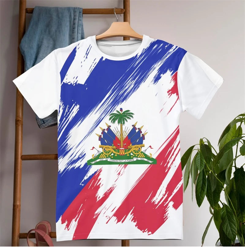 Haiti Flag 3D Print sport Quickdry Breatha Men WomenTShirt Outdoor Street Casual Fashion Retro Y2K  Parentchild Short Sleeve Top