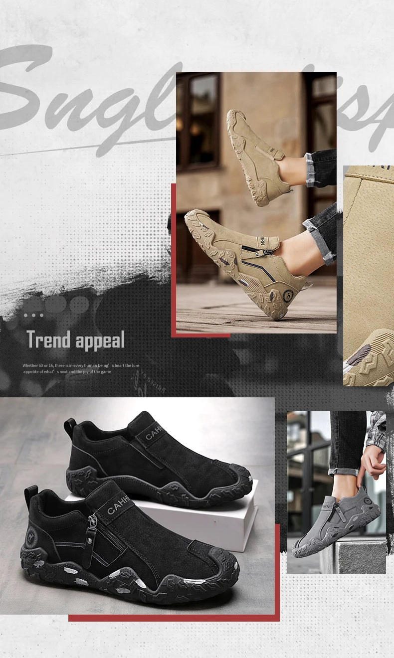 Man Sneakers Designer Short Boots Fashion Leather Men Casual Shoes Comfortable Outdoor Lightweight Flats Anti Slip Walking Shoes