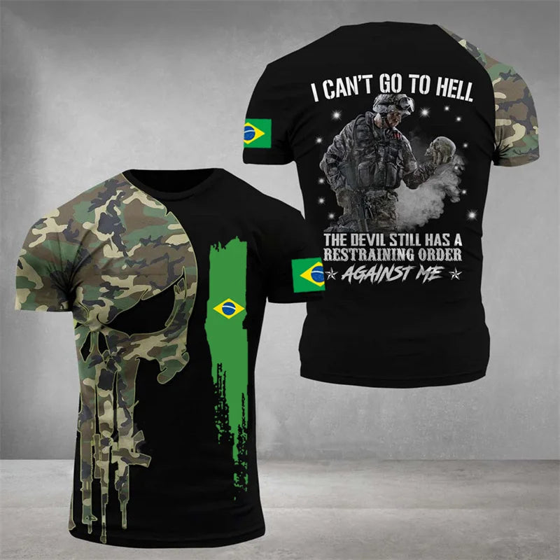 Brazil Flag Men's T-Shirt 3D Print Brazilian T Shirt Summer Oversized Jersey Camo Short Sleeve Sports Tactical Tee Tops Clothes