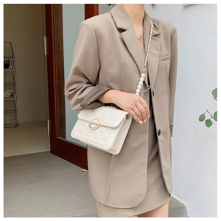 Summer Mini Small Handbags New Tide Pearl Chain Bags Women's Bag Versatile White Single Shoulder Crossbody Handbag