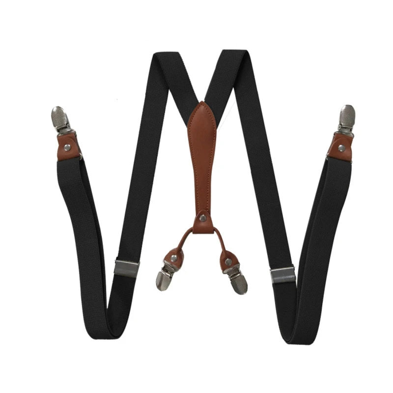 1pc Fashion Suspenders  Men Women 2.5cm Wide X-back 4 Clips Adjustable Elastic Trouser Braces Straps Gifts to Dad Husband 2025