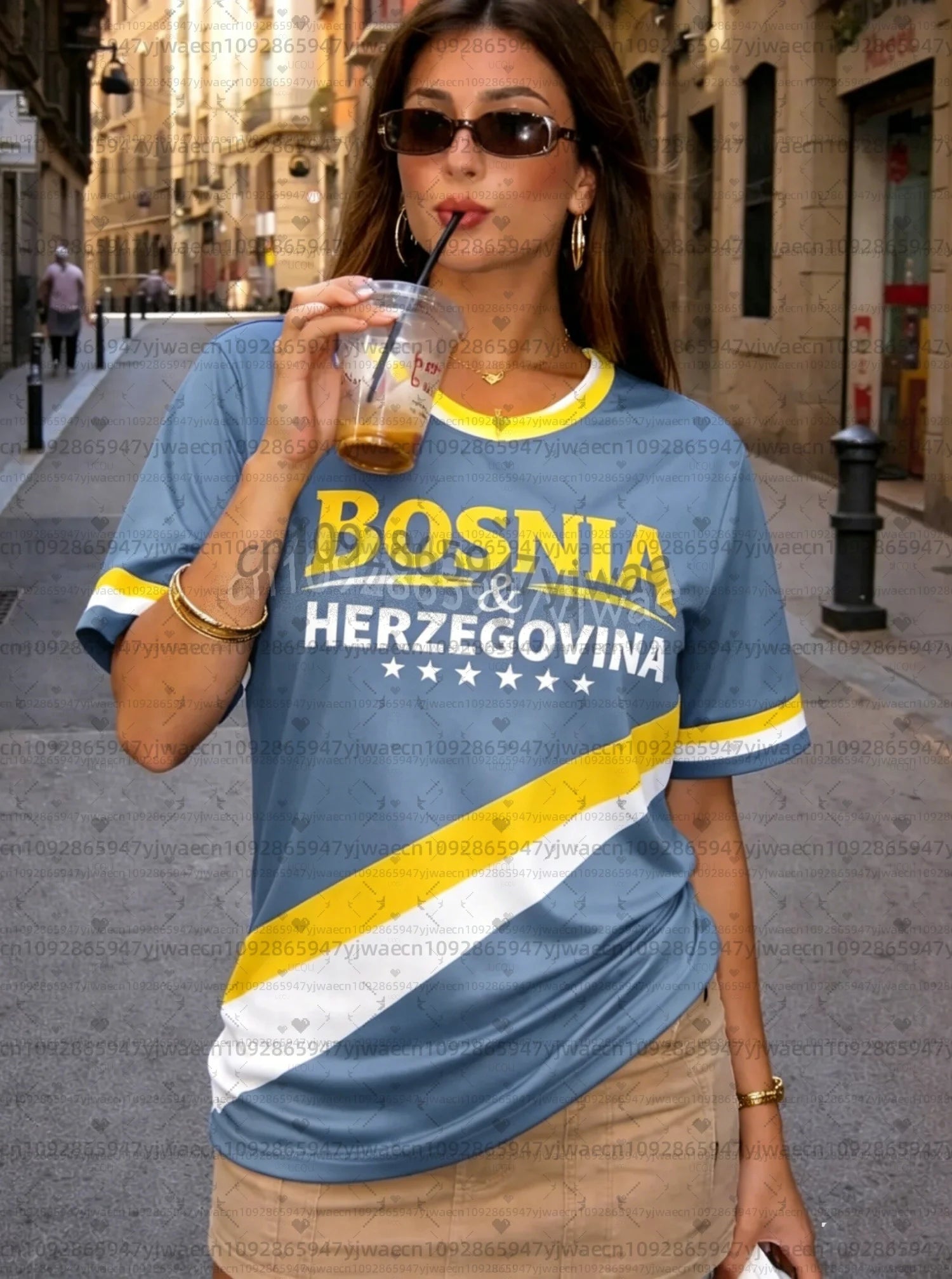 2026 Women men Cheerleaders Bosnia fans Y2k Tops Men Women Soccer O-Neck Short Sleeve Jersey T-Shirt Casual Tees Hip Hop T-Shirt