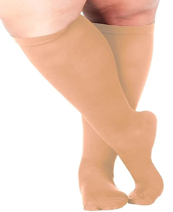 Plus Size Compression Socks Solid Color Women Men Sports Running Yoga Extra Size Fat Sock for Sports Fitness Weight Loss 2XL-7XL