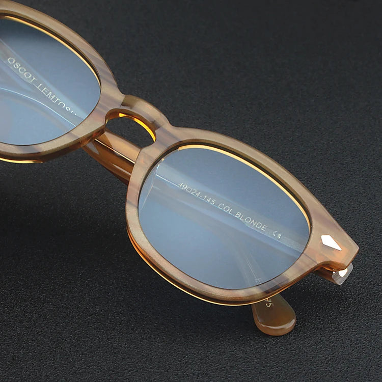 Johnny Depp Sunglasses Man Polarized Sun Glasses Luxury Brand Vintage Acetate Frame Blue Night Vision Goggles Woman