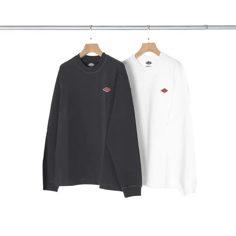 Embroidery Cotton 100% Long-sleeved Men's T Shirt 2025 New Round-collar Solid-color women T-shirt for Male Tshirt Man Tops Tees
