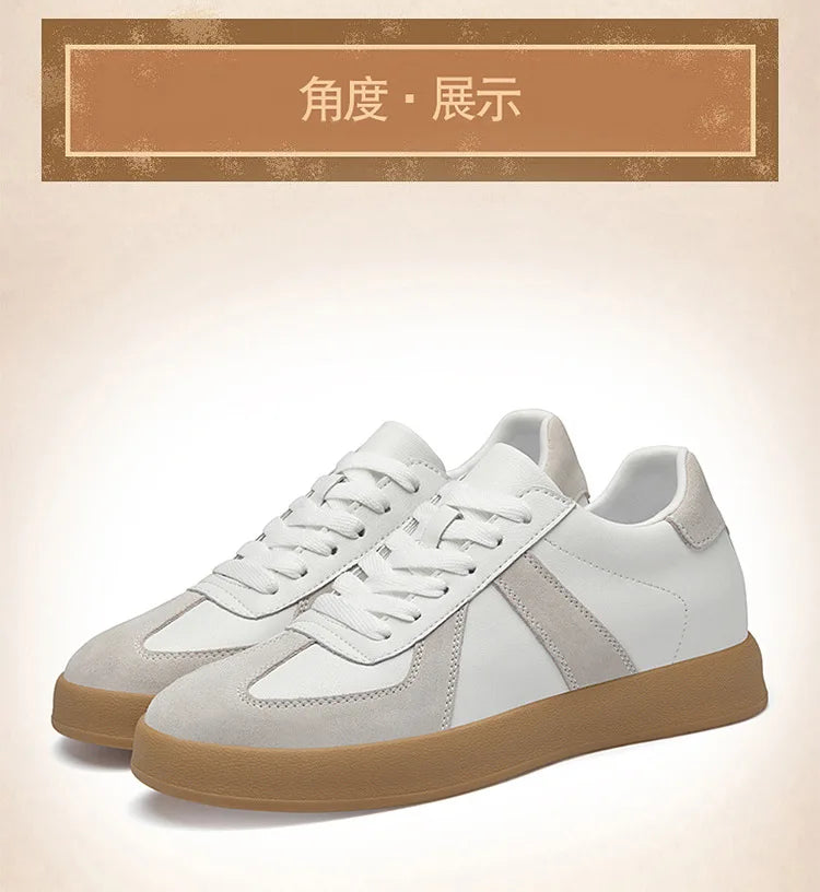 Man Vintage Elevator Shoes Height Increase Insole 8cm Taller Lift Sneakers Shoes Men Leisure Fashion Sports White Shoes