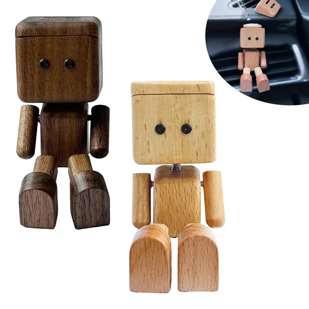 Wooden Shaking Doll with Aromatherapy Function Fun Dashboard Decoration for Car Office Home Natural Wood Craft Gift