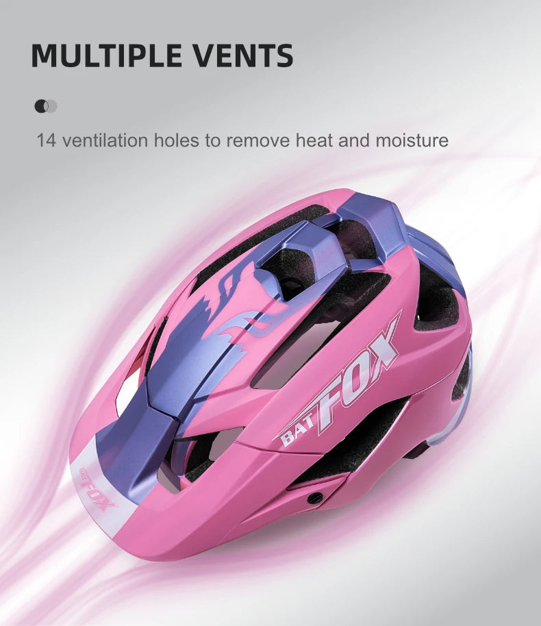 BATFOX 2025 New Mountain Bike Helmet Summer Colorful Cycling Helmet for Adults Youth Men and Women Speed Racing Bicycle Helmets
