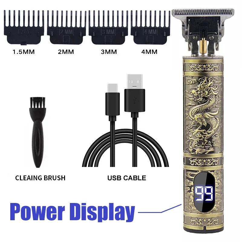 Vintage Hair Clipper Cordless Trimmer portable USB Fast Charging Hair Cutting Machine Electric Shaver Barber Professional Barber